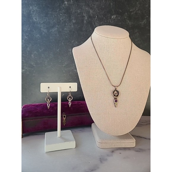 Vintage 925 Figural Amethyst Jewelry Set - Picture 7 of 10